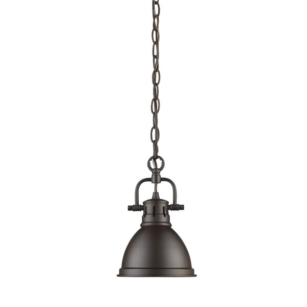 Duncan Rubbed Bronze One-Light Mini Pendant with Chain and Rubbed Bronze Shade, image 1
