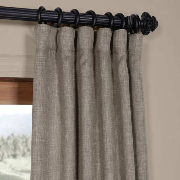Grey Mink Faux Linen Blackout Curtain Single Panel, image 2