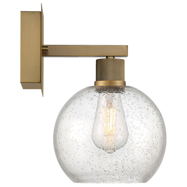 Port Nine Brass-Antique and Satin Globe Outdoor One-Light LED Wall Sconce with Clear Glass, image 3