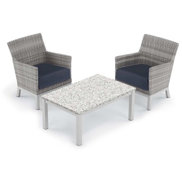 Argento and Travira Ash Midnight Blue Three-Piece Outdoor Club Chair and Coffee Table Set, image 1