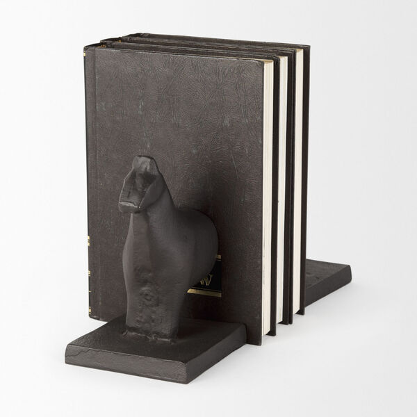 Sphynx III Black Horse Shaped Bookend, Set of 2, image 4