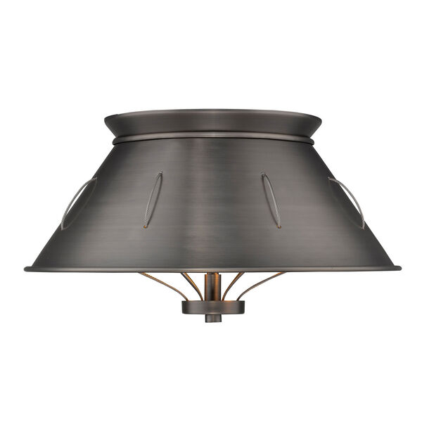 River Station Aged Steel 14-Inch Two-Light Flush Mount with Aged Steel, image 1