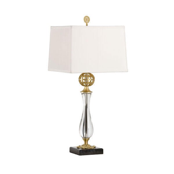 Daines Brass and White One-Light Table Lamp, image 1