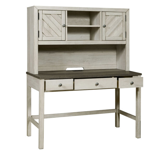 Riverwood Gray Desk and Two Door Hutch with USB Port, image 4