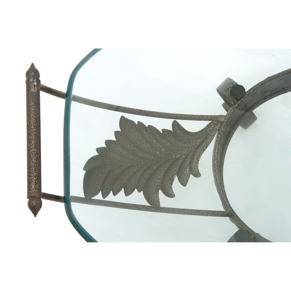 Brown Glass and Metal Serving Bowl, image 6