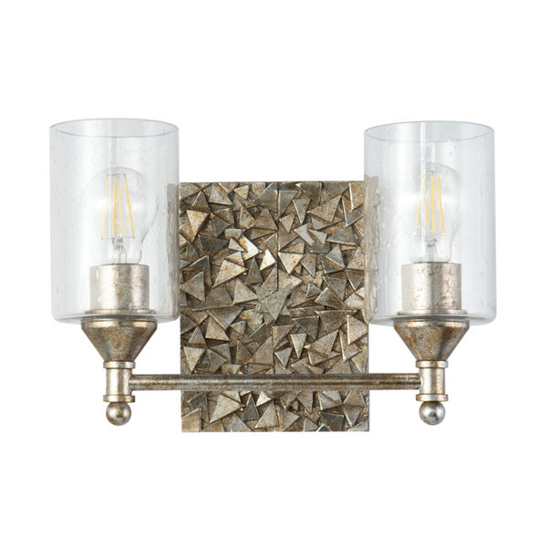 Mosaic Silver Leaf with Antique Two-Light Bath Vanity, image 1
