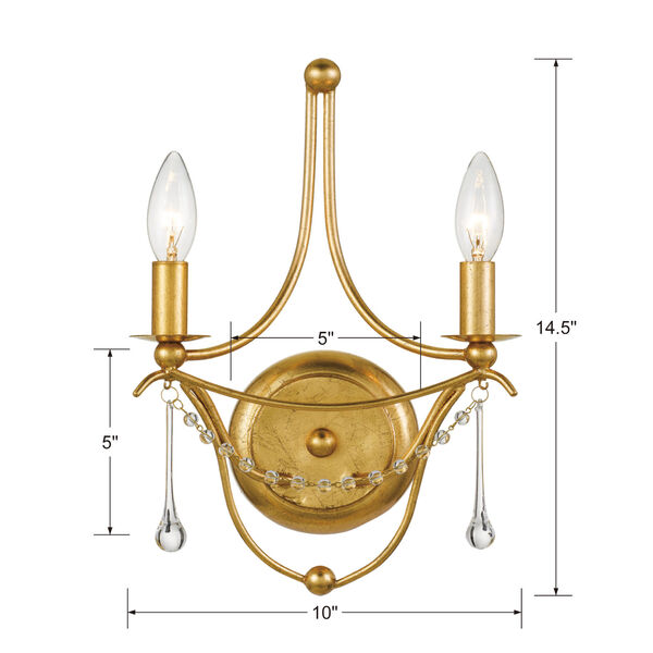 Metro Antique Gold Two-Light Sconce, image 3