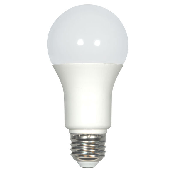 SATCO Frosted White LED A19 Medium 9.8 Watt Type A Bulb with 5000K 800 Lumens 80 CRI and 220 Degrees Beam, image 1