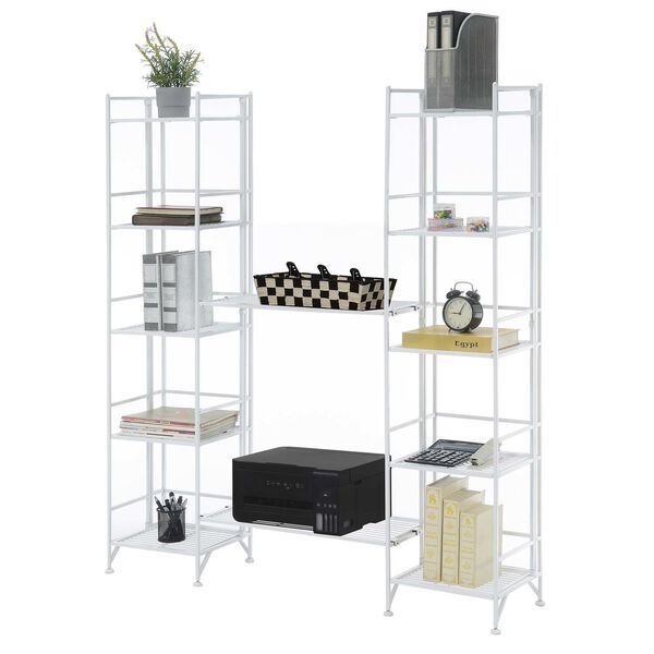 Xtra Storage White Five-Tier Folding Metal Shelves with Set of Two Extension Shelves, image 3