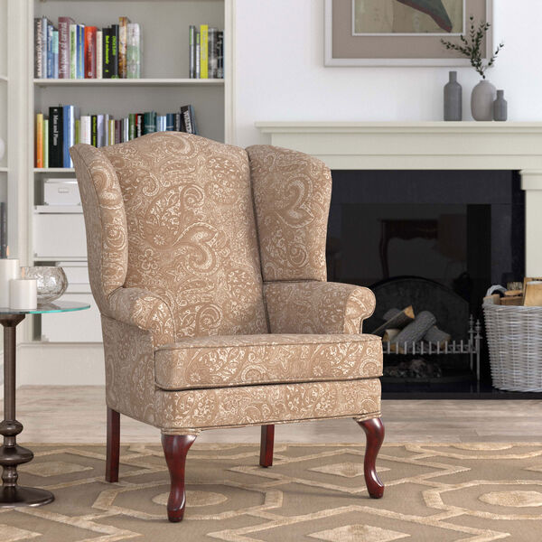 Paisley Cream Wingback Chair, image 3