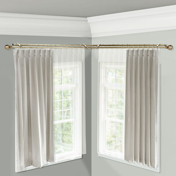 Christiano Antique Brass 48-Inch Corner Window Double Curtain Rod, image 2