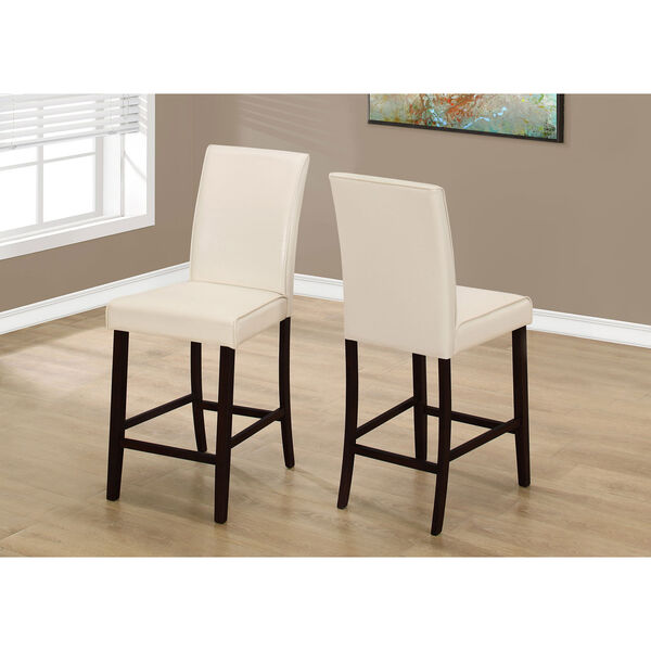 Dining Chair - 2 Piece / Ivory Leather-Look Counter Height, image 1