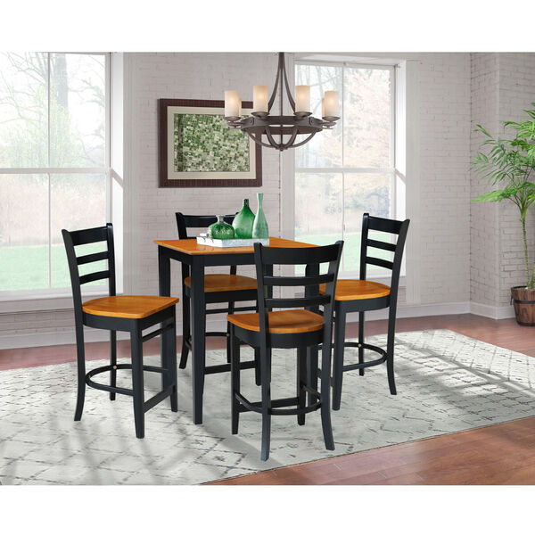 Black and Cherry 30-Inch Counter Height Table with Four Counter Stool, Five-Piece, image 1