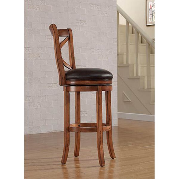 Provence Light Oak Counter Stool with Bourbon Bonded Leather Seat, image 2
