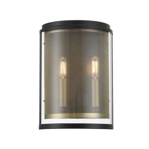Soho Coal and Soft Brass Two-Light Wall Mount, image 2