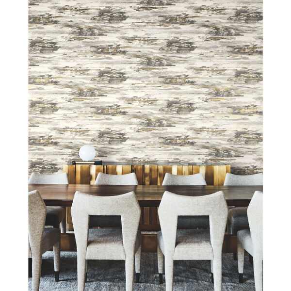 Black and Gold 27 In. x 27 Ft. Birch Bark Texture Wallpaper, image 1