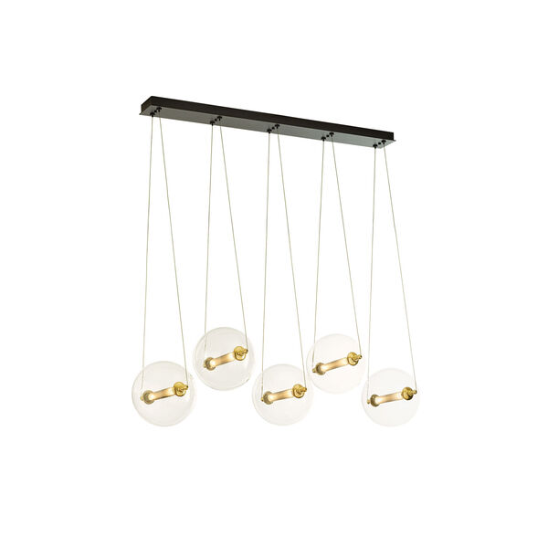Otto Brass with Black Ten-Light 16-Inch Pendant with Clear with frost Glass, image 1