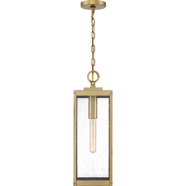 Pax Antique Brass One-Light Outdoor Pendant with Seedy Glass, image 4