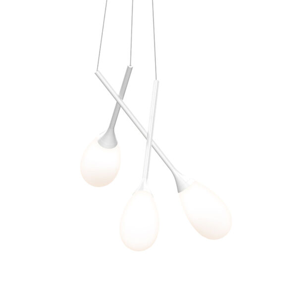 Parisone Satin White 26-Inch Three-Light LED Pendant with White Cased Glass, image 1