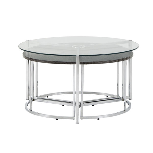 Alexia Chrome Cocktail Table with Glass Top, image 2