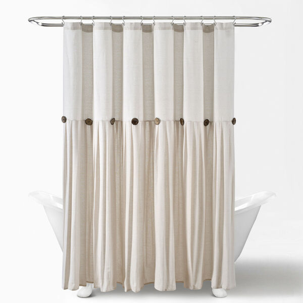 Linen Button Off White 72 x 72 In. Button Single Shower Curtain, image 5