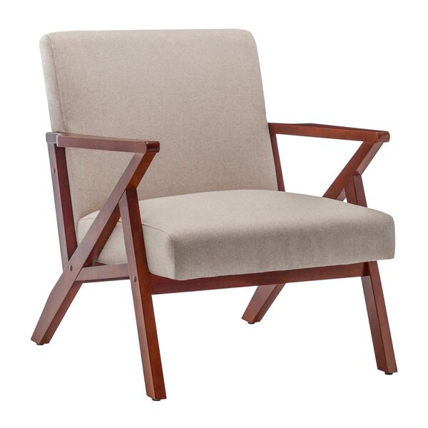 Take A Seat Sandy Beige Fabric Espresso Cliff Accent Chair, image 1