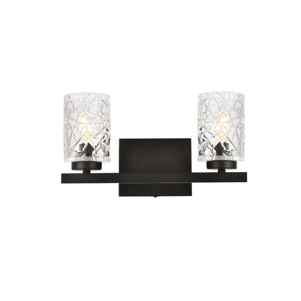 Cassie Black and Clear Shade Two-Light Bath Vanity, image 1