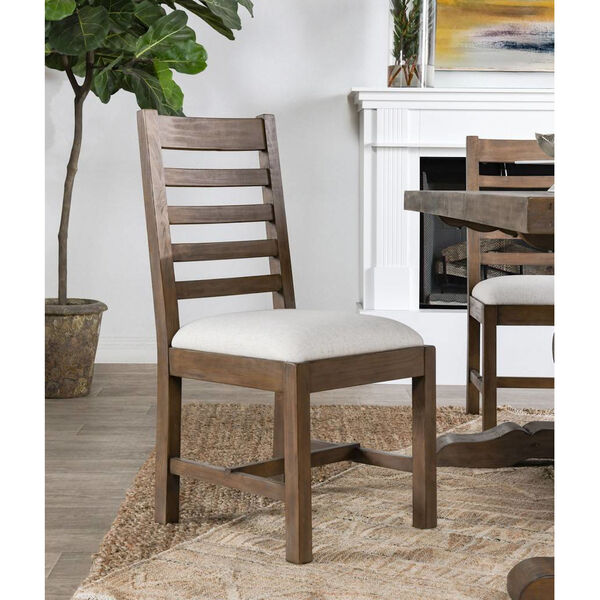 Quincy Weathered Brown and White Upholstered Dining Chair, Set of 2, image 2