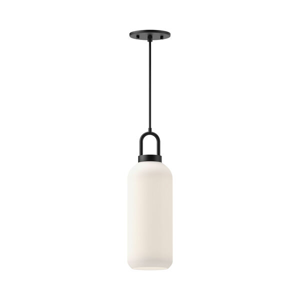 Soji Matte Black and Clear Glass 15-Inch One-Light Pendant, image 1