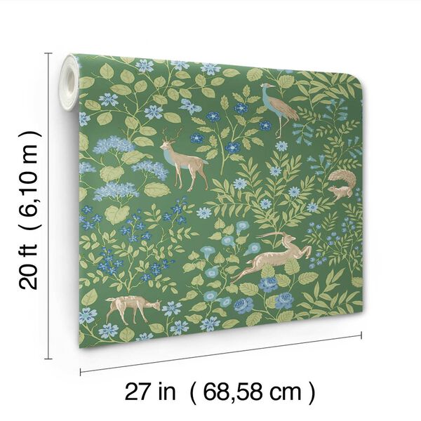 Woodland Floral Meadow Green Peel and Stick Wallpaper, image 6