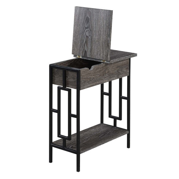 Town Square Weathered Gray and Black Flip Top End Table with Charging Station, image 4