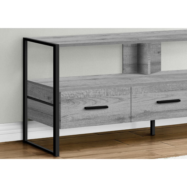 Grey and Black TV Stand with Three Drawers, image 3