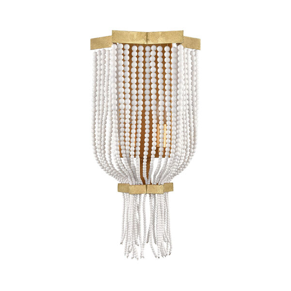Chaumont Gold Leaf and White Two-Light Wall Sconce, image 2