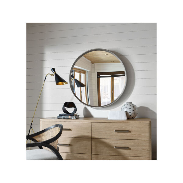 Nomad Brushed Steel Round Wall Mirror, image 3