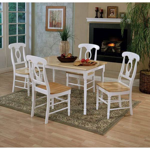 Damen White and Natural Wood Rectangle Leg Dining Table, image 2