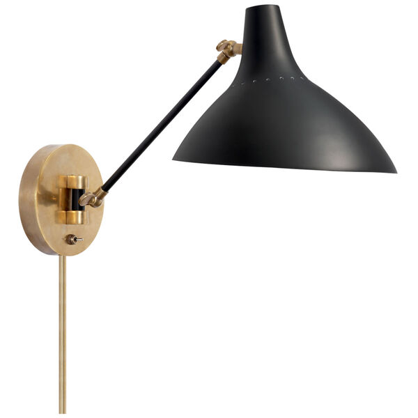 Charlton Wall Light in Black and Hand-Rubbed Antique Brass by AERIN, image 1