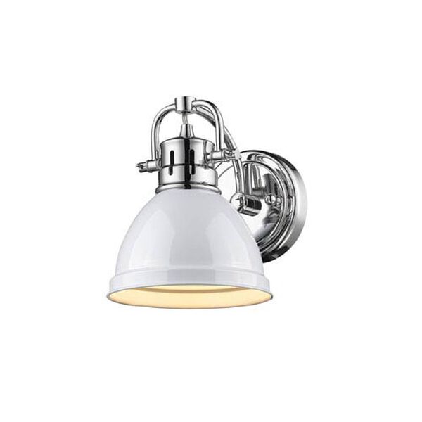 Duncan Chrome One-Light Vanity Fixture with White Shade, image 2