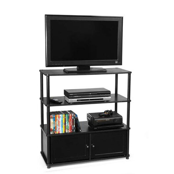 Designs2Go Highboy TV Stand with Storage Cabinets and Shelves for TVs up to 40 Inches in Black, image 2