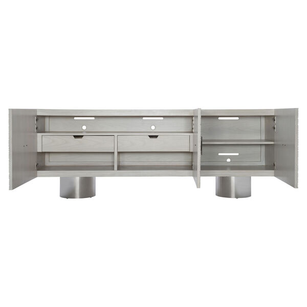 Ciara Polished Stainless Steel and Beige Entertainment Credenza, image 3