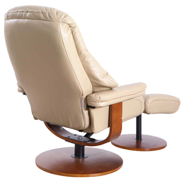 Loring Walnut Tan Breathable Air Leather Manual Recliner with Ottoman, image 4