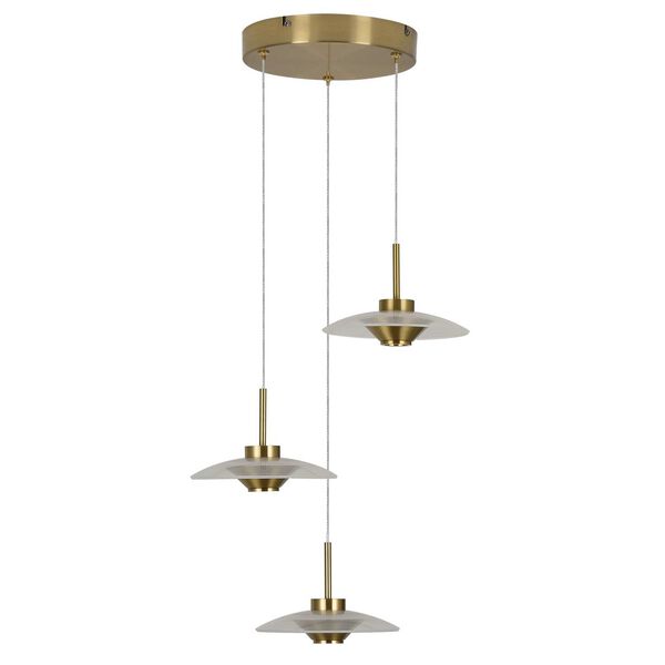 Ferrara Antique Brass Adjustable Three-Light Integrated LED Pendant, image 3