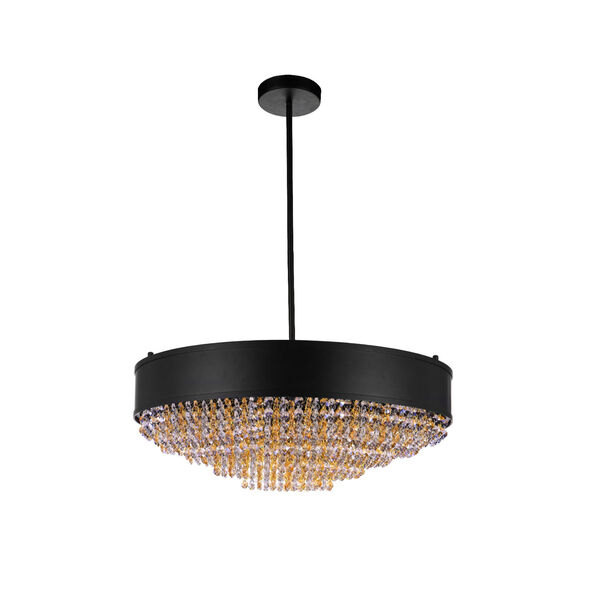 Medina Black 10-Light Drum Shade Chandelier with K9 Clear Crystals, image 5