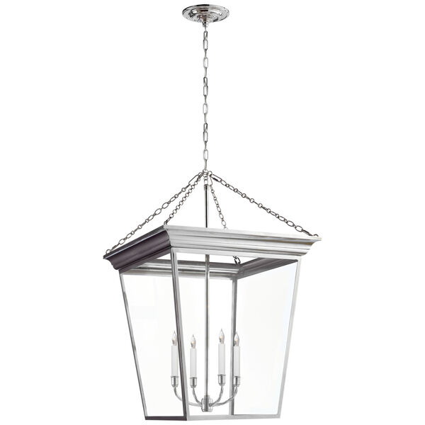Cornice Large Lantern in Polished Nickel by Chapman and Myers, image 1
