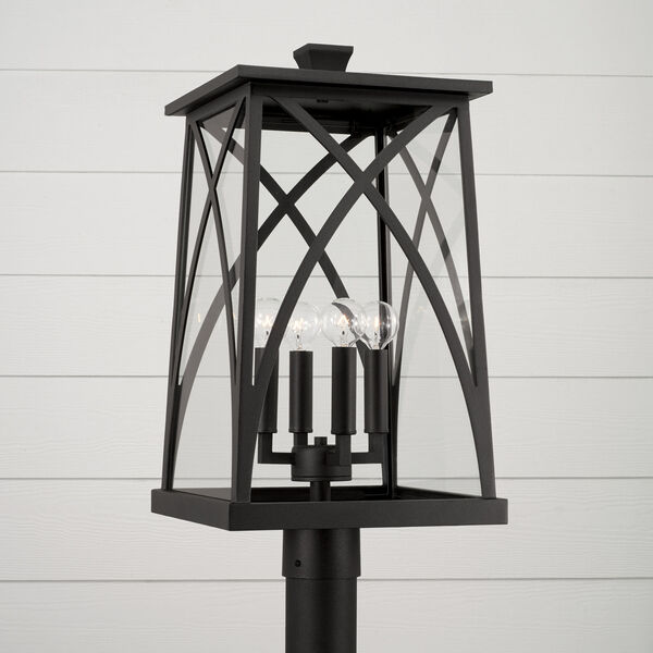 Marshall Black Outdoor Four-Light Post Lantern with Clear Glass, image 3