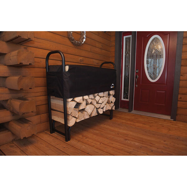 Black and Grey 4 Ft. Heavy Duty Firewood Rack with Cover, image 2