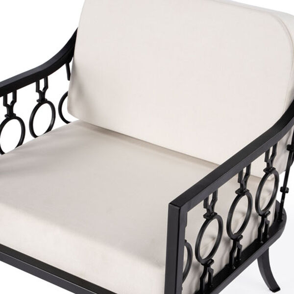 Southport Beige and Black Iron Upholstered Outdoor Lounge Chair, image 3