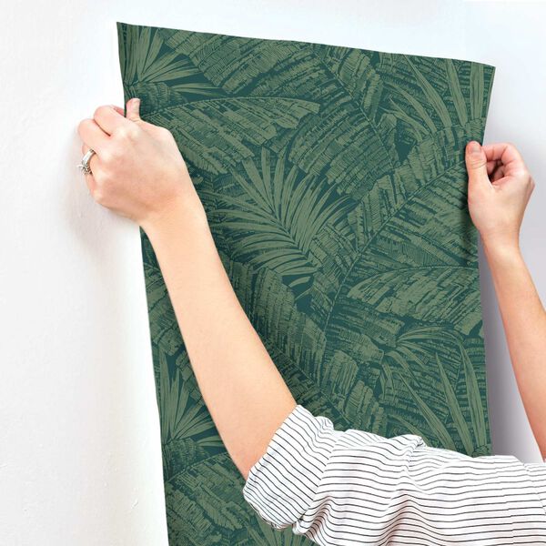 Palm Cove Toile Emerald Forest Wallpaper, image 6
