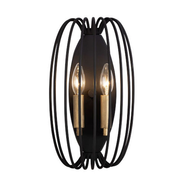 Nico Carbon Havana Gold Two-Light Wall Sconce, image 2