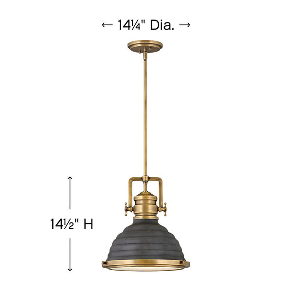 Keating Heritage Brass With Aged Zinc One-Light Pendant, image 2