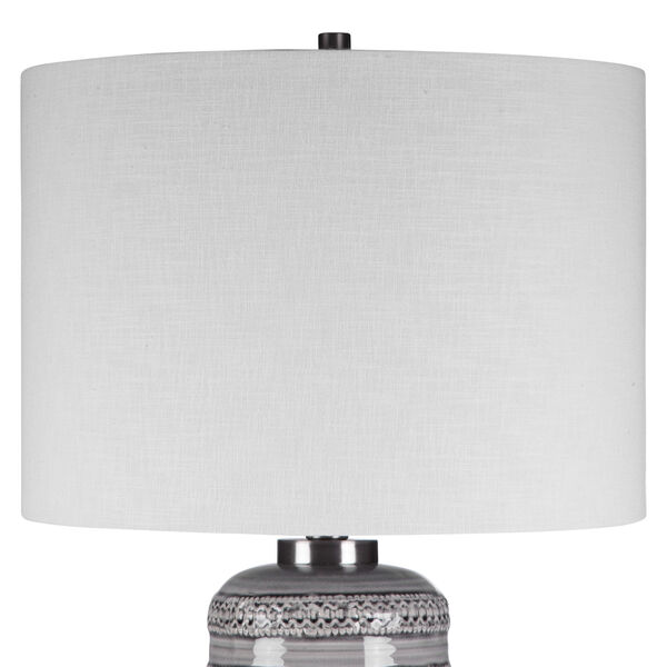 Alenon Light Gray and Brushed Nickel One-Light Table Lamp with Round Drum Hardback Shade, image 6